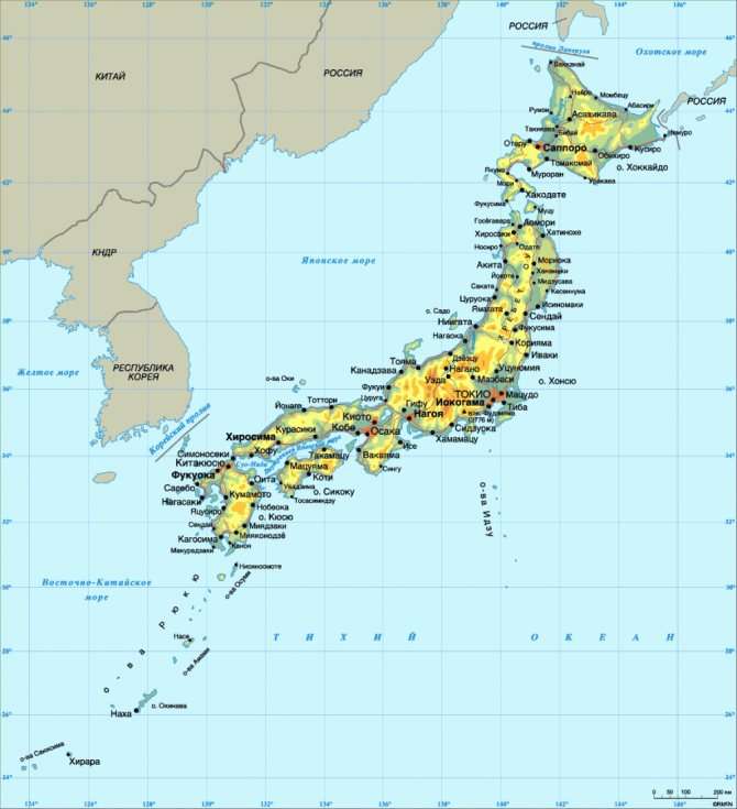 Карта Японии, подробная на русском языке — Туристер.Ру
