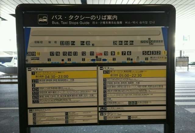 Схема остановок автобусов в аэропорту Токио