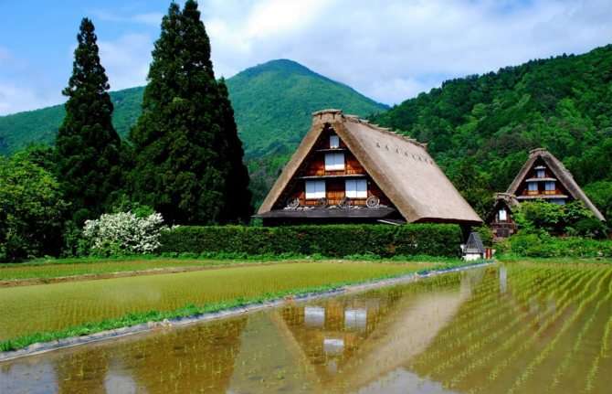 Японский деревенский дом (Деревня Сиракаваго, онсэн Курокава)