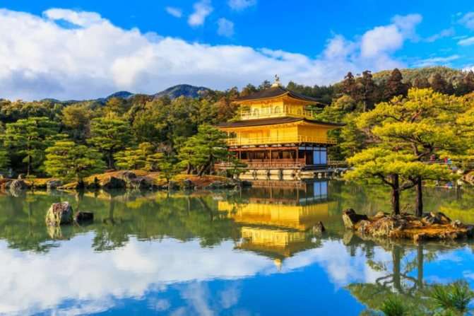 Золотой павильон Кинкаку-дзи - достопримечательности Киото, Япония